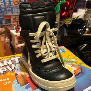 Rick Owens Black and Cream Kids High-Top Sneakers